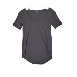 BABATON ARITZIA Womens Shirt XS Black Scoop Neck Pocket‎ Short Sleeves Cotton